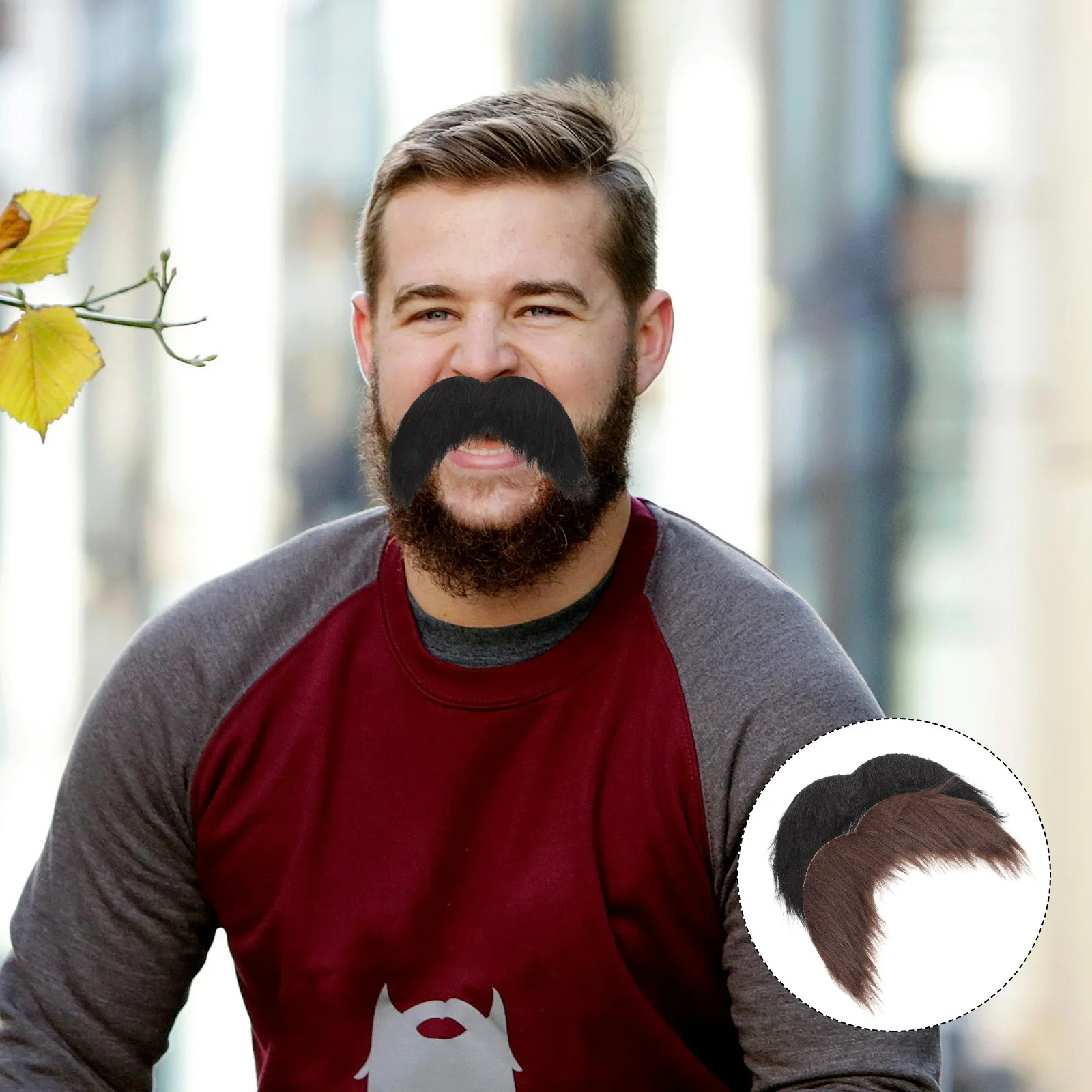 

6Pcs Brown Black Fake Mustache Beard Realistic Stick on Costume Accessories for Halloween Masquerade Party Black Fake Mustache