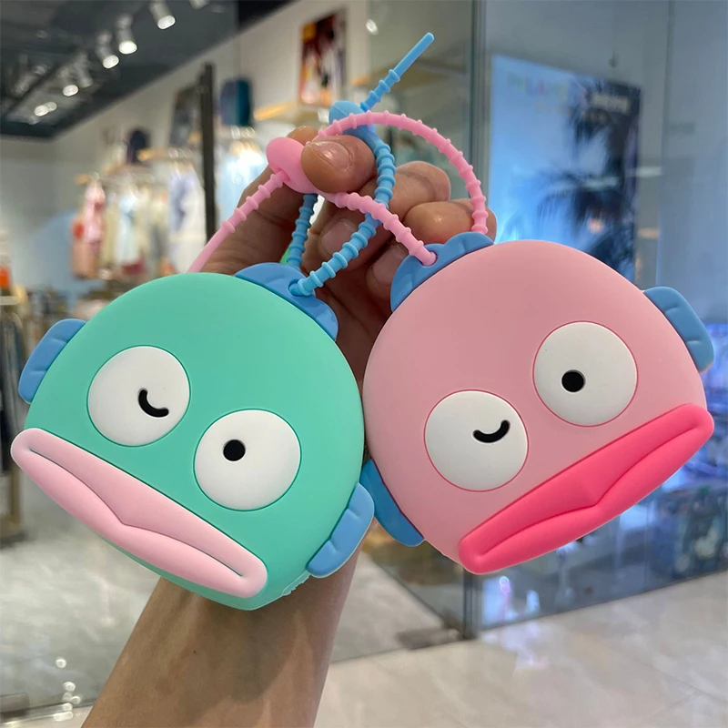 

Sanrio Kawaii Hangyodon Anime Silicone Coin Wallet Girl Heart Cartoon Cute Mini Wallet Sweet Headphones Storage Bag Gift for Kid