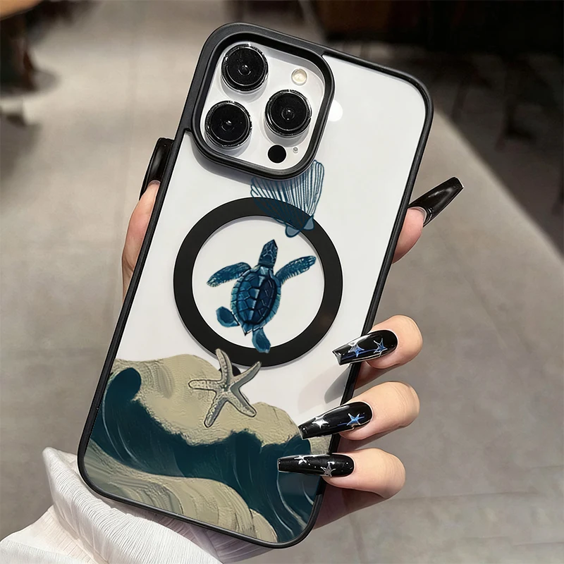 Meereslebewesen Ozeanschildkröte Transparente Handyhülle für iPhone 17 16 15 11 14 13 12 Pro Max Plus Hüllen 17Air für Silikon Magnetische Abdeckung – Detail 4