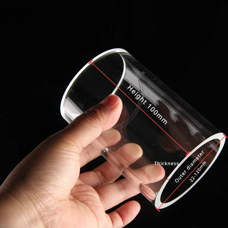 High Borosilicate Glass Tube Boiler Sight Glass Chemical Pipeline Viewing Cup OD20-120mm Height 100mm Thickness 4-10mm