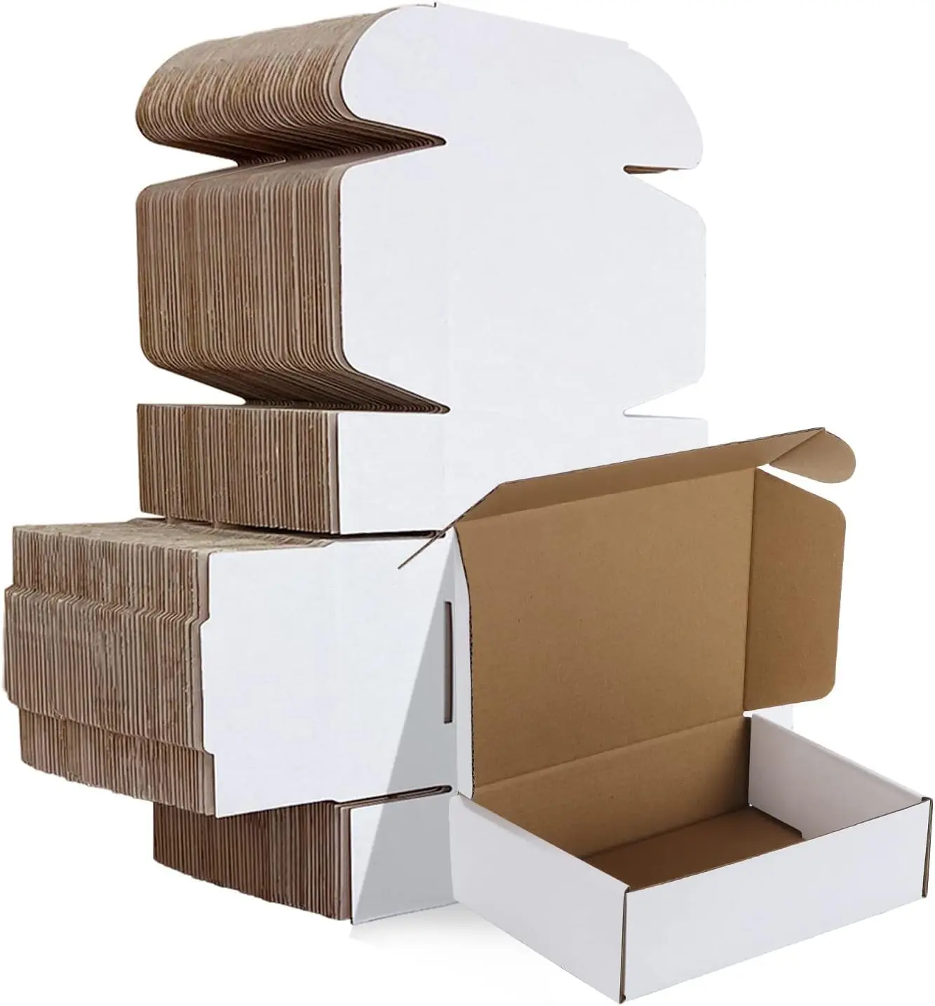 

7x5x2 Small Shipping Boxes 50 Pack, White Corrugated Cardboard Mailers for Mailing & Storage