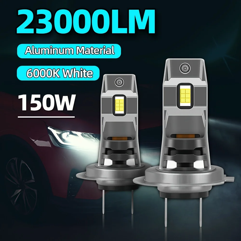 2pcs Ultra Bright H7 Led Headlight Fog Lights 23000Lm 6000K White Light with Cooling Fan, Easy Install, Long-Lasting & Durable