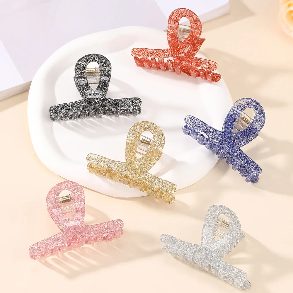 

DuoShang NEW 8CM Medium Size Shiny Acrylic Hair Claw Korean Style Claw Clips Trendy Hair Clips for Women Girls Hair Accessories