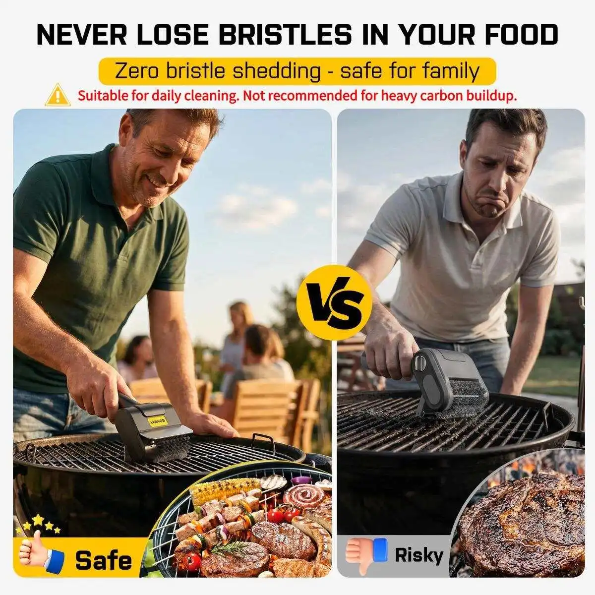 Multi-Purpose Electric Spin Scrubber Rechargeable High-Torque Metal Cleaning Brush with 2 Food-Grade Stainless Steel Heads Compact Cordless BBQ Grill Cleaner Garden Tool Patio Garage Spot Barbecue Brush