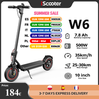 iScooter W6 10in Electric Scooter 500W 36V7.8Ah 35KM/H 30KM Range Dual Brake Inflatable Tires Urban Commute Foldable e Scooters