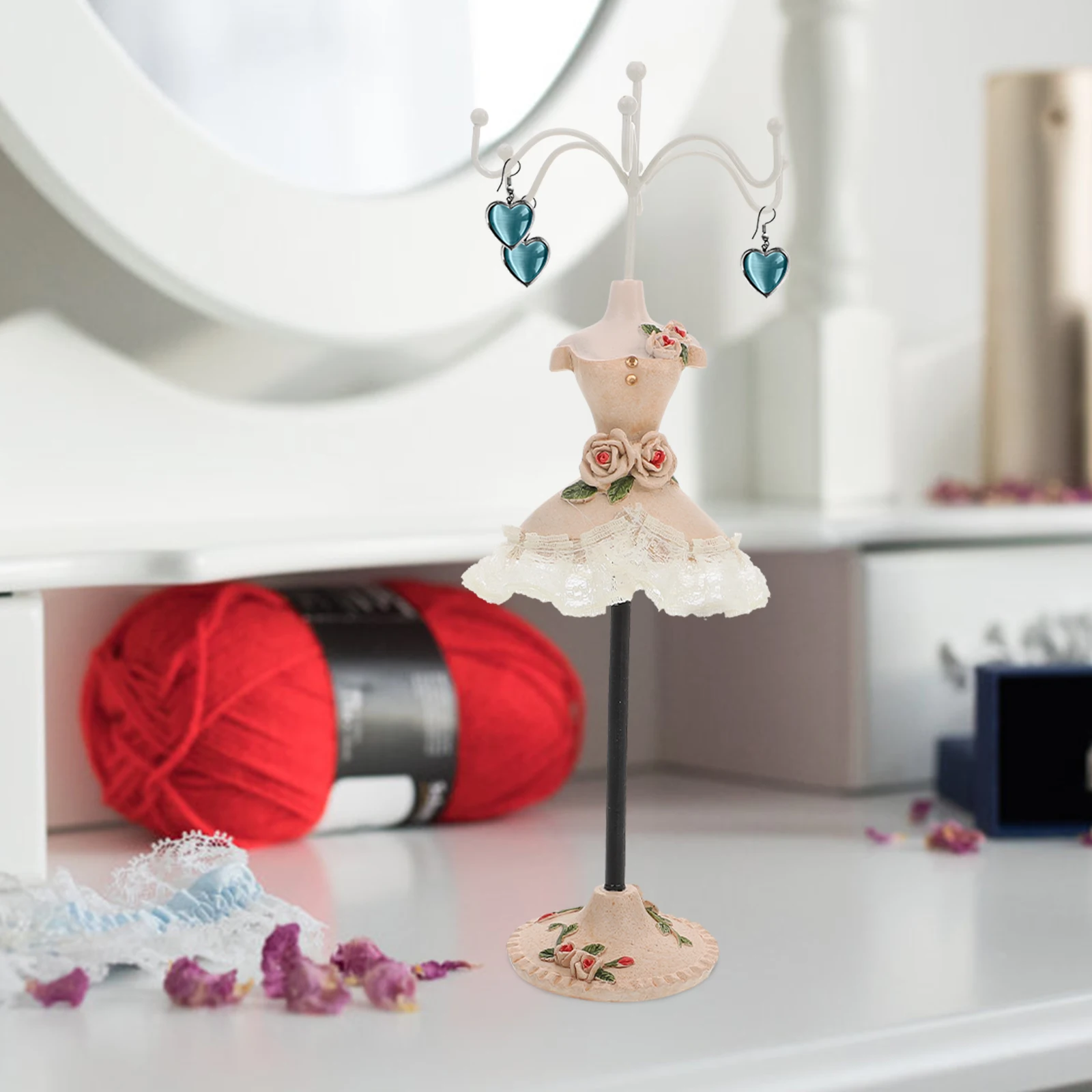 

Jewelry St Necklace Rack Desktop Resin Iron Material Home Decor Lightweight Earring Holder Widely Used Showcase