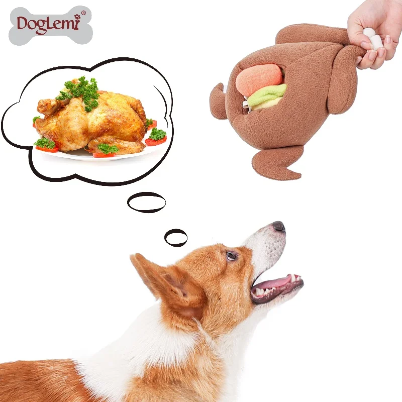 Pet Dog Snuffle Toy Roasted Turkey Toys Pet Interactive Puzzle Feeder Food Training Iq Dog Chew Toys Cute Animal Activity Game