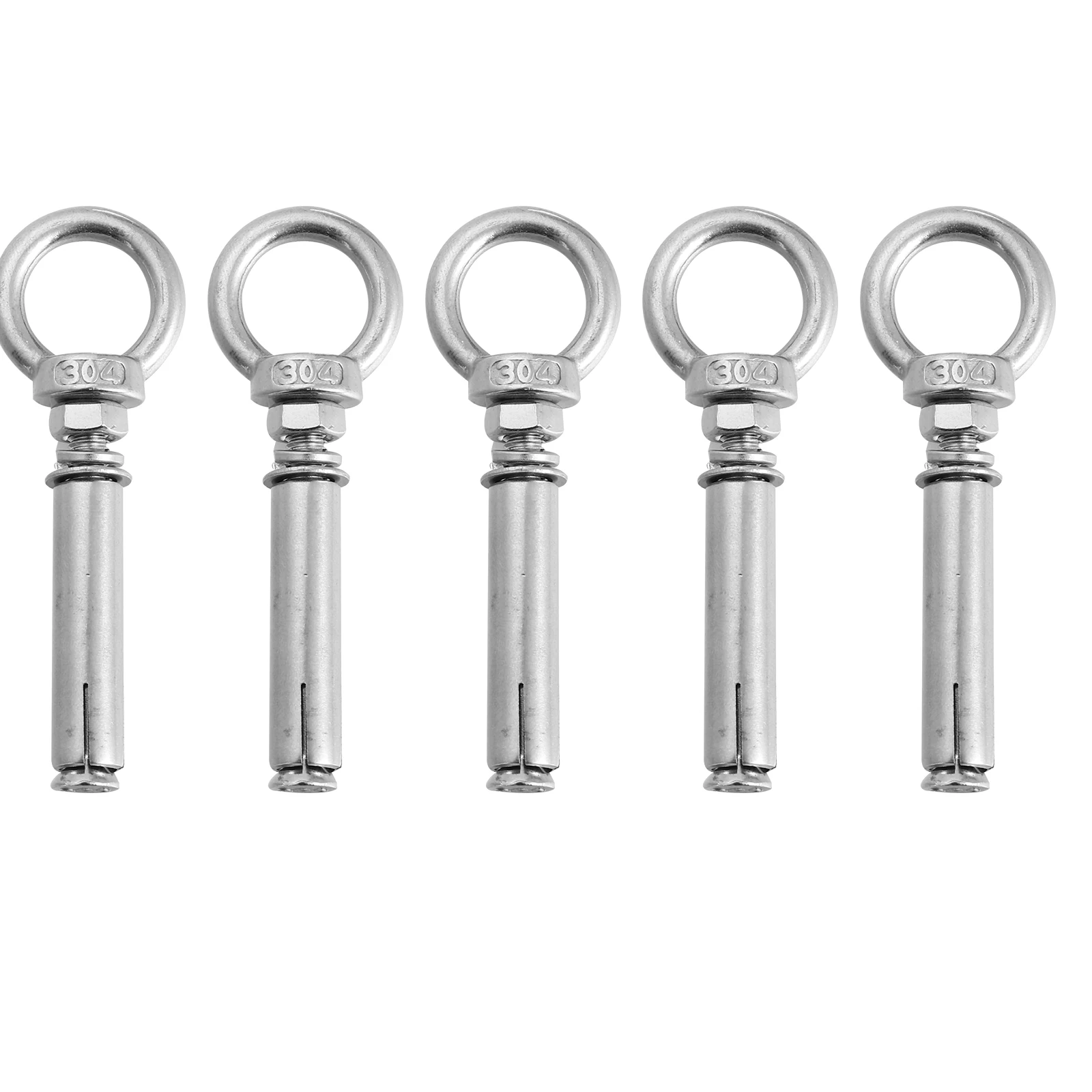 

5 Pcs Stainless Steel Lifting Eye Bolt 304 Thread Expansion Anchor Screw Closed Hook Home Hardwares Rustproof Bolts