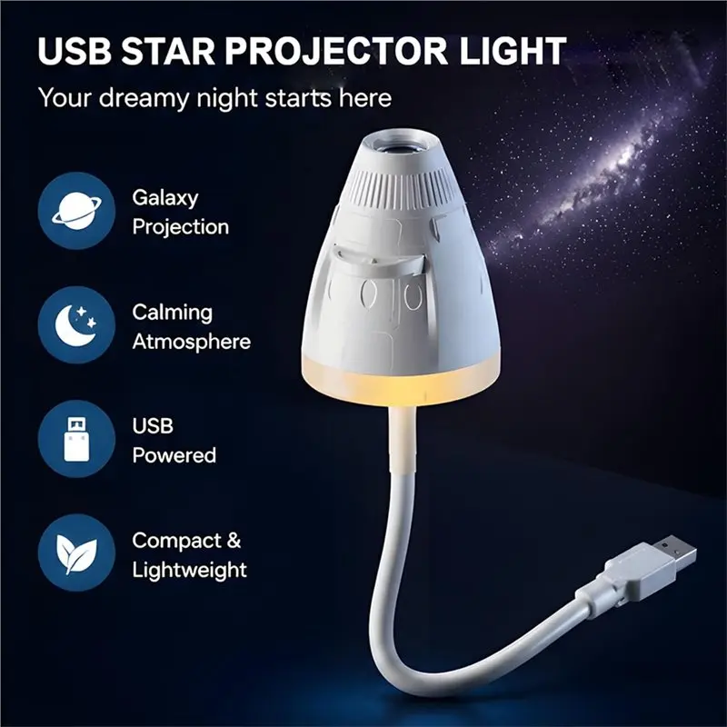 ABHU Galaxy Star Projector Night Light Starry Projection Light Adjustable Brightness For Bedroom Films 3+9