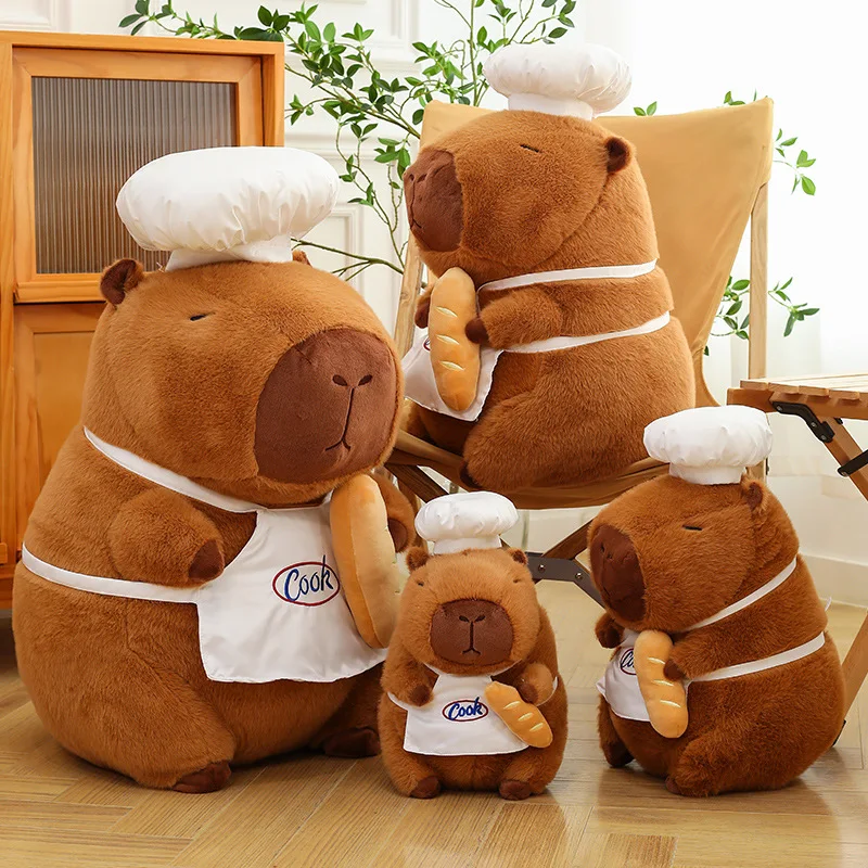 Kawaii Plush Toy Capybara Stuffed Doll Cuddle Pillow Chef Capybara Party Hanging Doll Cute Kids Birthday Gift
