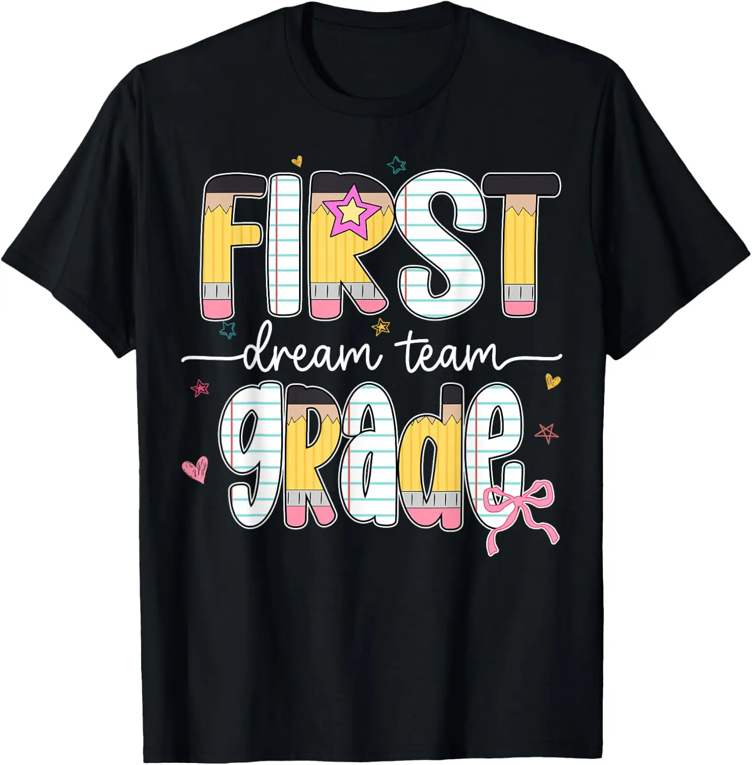 1St Grade Dream Team Back To School Teacher Student Kids T-Shirt 100% Cotton Trendy Y2K Short-Sleeve Tee-Soft, Quick-Drying,