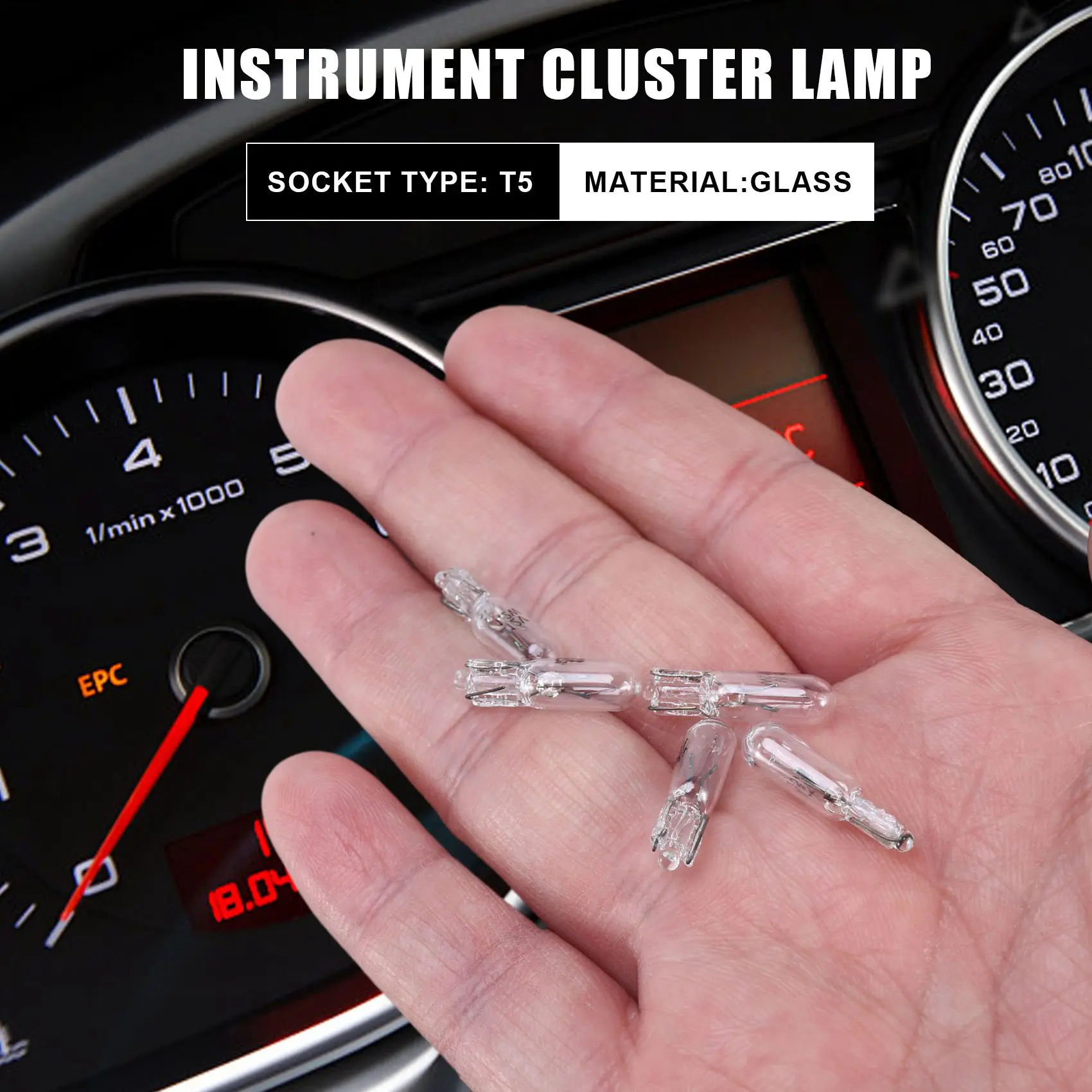 

10Pcs T5 17 86 206 286 Halogen Bulb Car Instrument Panel Lamp Auto Wedge Dashboard Lamp 1.2W 12V Light Source Warm White