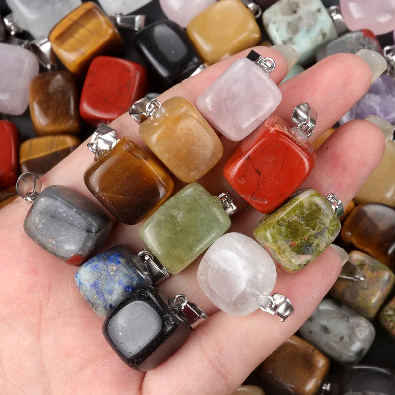 5 teile/satz Naturstein kristall unregelmäßige kleine quadratische Anhänger Tigerauge Quarz Charms für Schmuck machen DIY Halskette Ohrringe