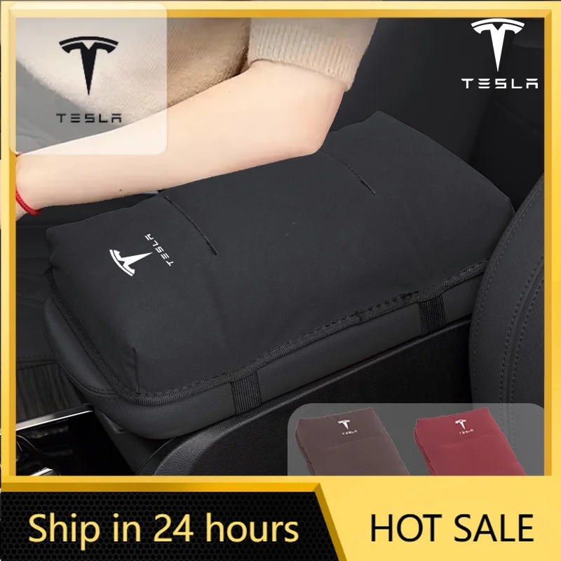 

Car Sticker Suede Car Armrest Mat Central Armrest Box Protection Pad For Tesla Model 3 Y S X Cybertruck Juguete Roadster Coil Bo