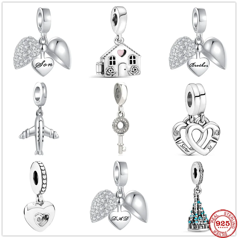 2021 New Fashion Silver 925 airplane house  Charm Bead Pandora Fit Original Pandora Bracelets DIY Fine Sterling Jewelry Gift