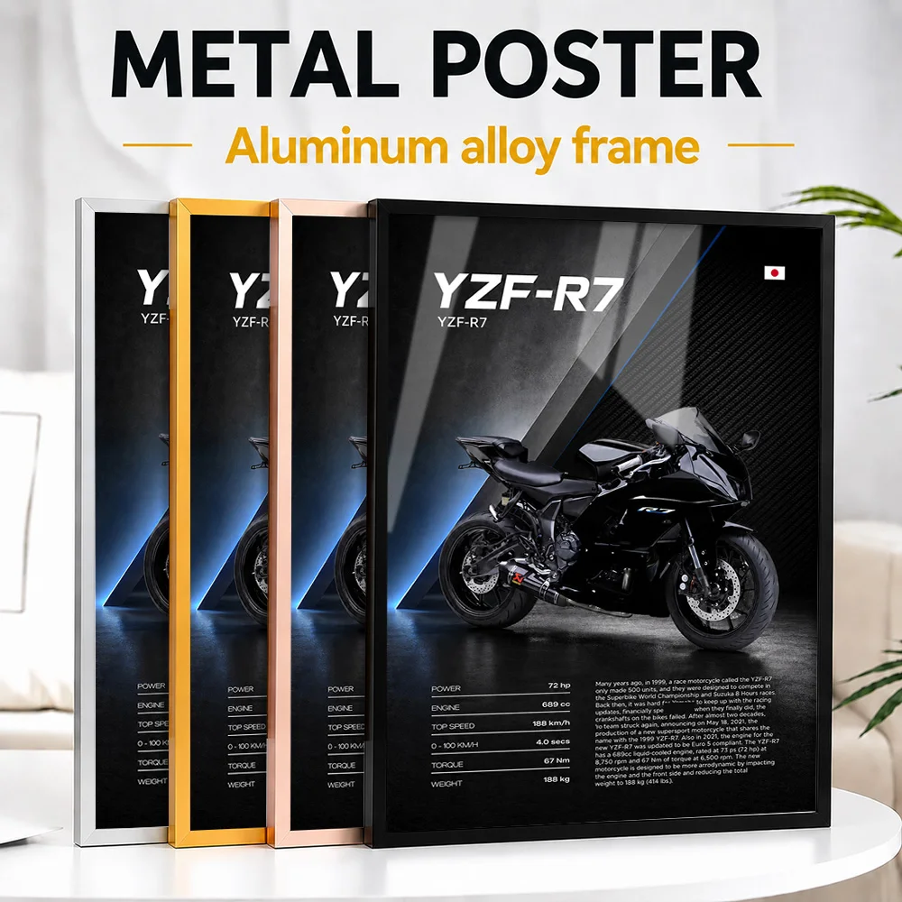Japan YZF R7 Motorcycle Metal Poster With Aluminum Alloy Frame Personalized Photo Vintage Cruiser Style Wall Art For Game Room