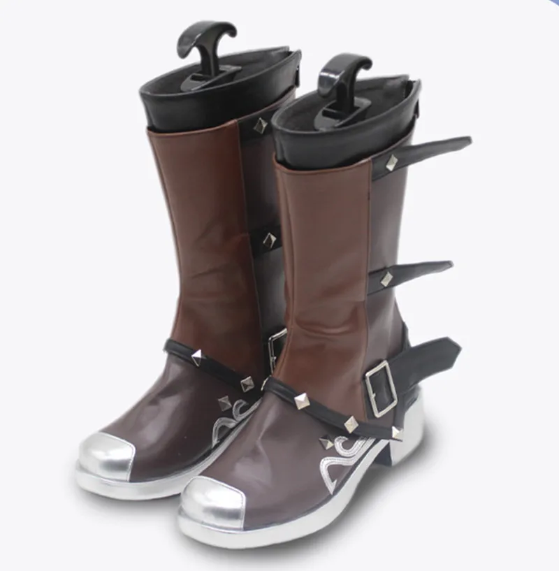 LOL Arcane Temporada 2 Jinx Cosplay Zapatos de disfraz Botas de piel sintética hechas a mano marrones