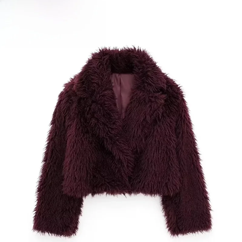 Fashionable Stylish Artificial Fur Coat Women's Spring Summer New Arrival Stand Collar Street Style Outerwear without Hat
