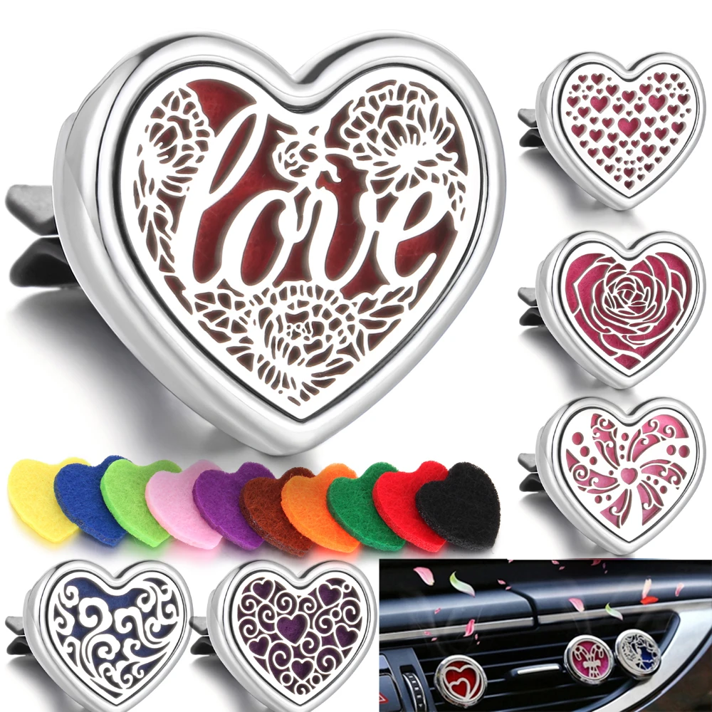 

1pc New Heart Shape Car Air Freshener Aromatherapy Perfume Diffuser Clip with 10pcs Pads Auto Air Vent Car Interior Accessories
