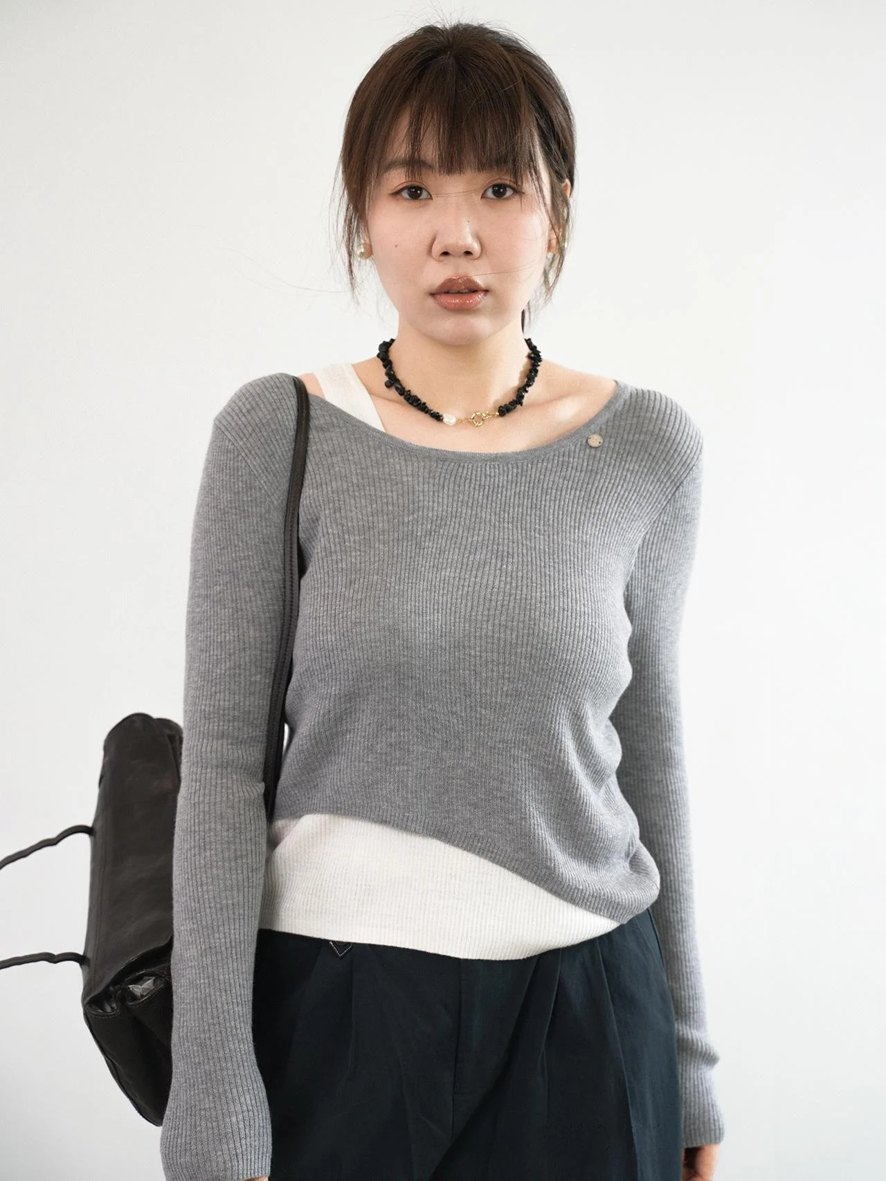 

Slimming Long Sve Knitted Sweater Fake Two-Piece Patchwork Casual Sle Women's Faion Autumn 2024 Polyester Blend Wool B...