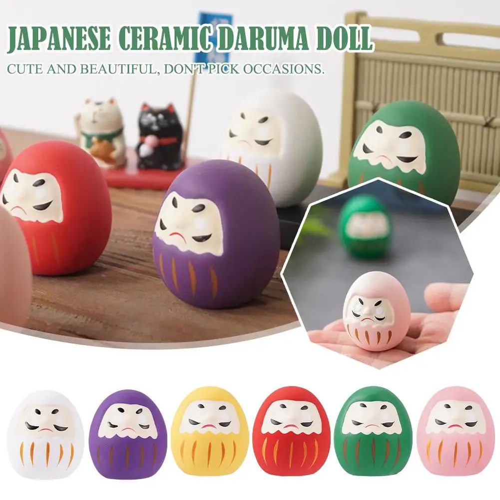 Japanese Ceramic Daruma - Lucky Charm Fortune Ornament, Miniature Crafts For Home Decor & Gifts Home Decoration J3w9