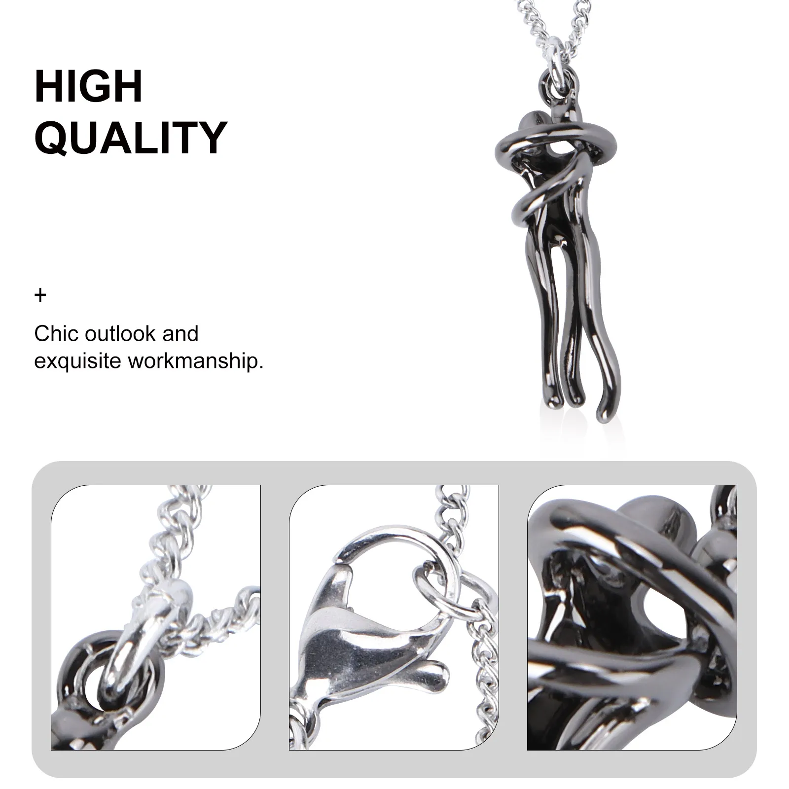 

Elegant Brass Emotional Necklace Pendant Couple Hugging Neck Jewelry Figure Pendant Necklace For Daily Wear Party Accessories