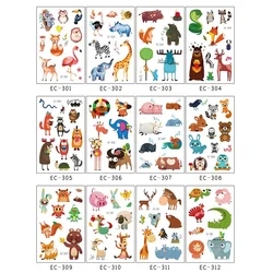 Kids Tattoo Sticker Animals Cartoon Tattoo Bear Lion Rainbow Unicorn Forest for Children on Face Arm Tattoo Christmas Gift