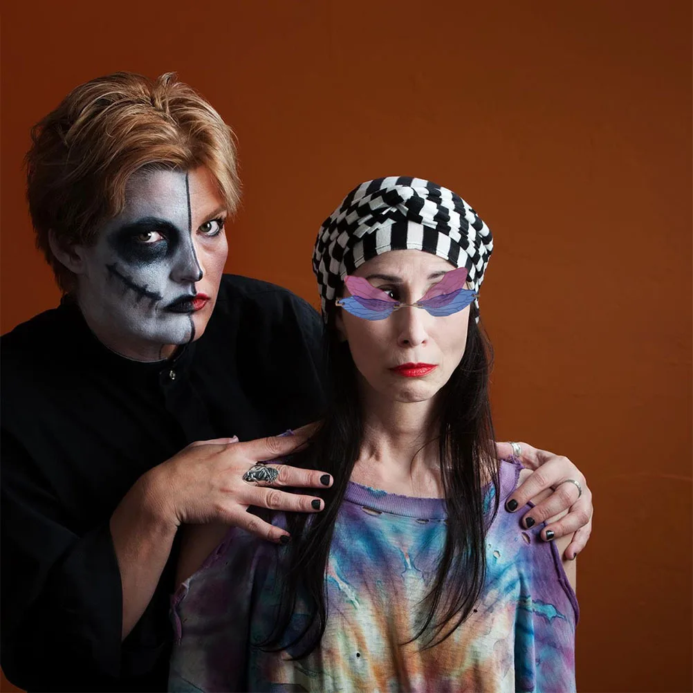 

4Pairs Dragonfly Wing Sunglasses Rimless Irregular Wing Shape Nose Free Long Wear Fashion Eyewear for Parties Travel Outdoor