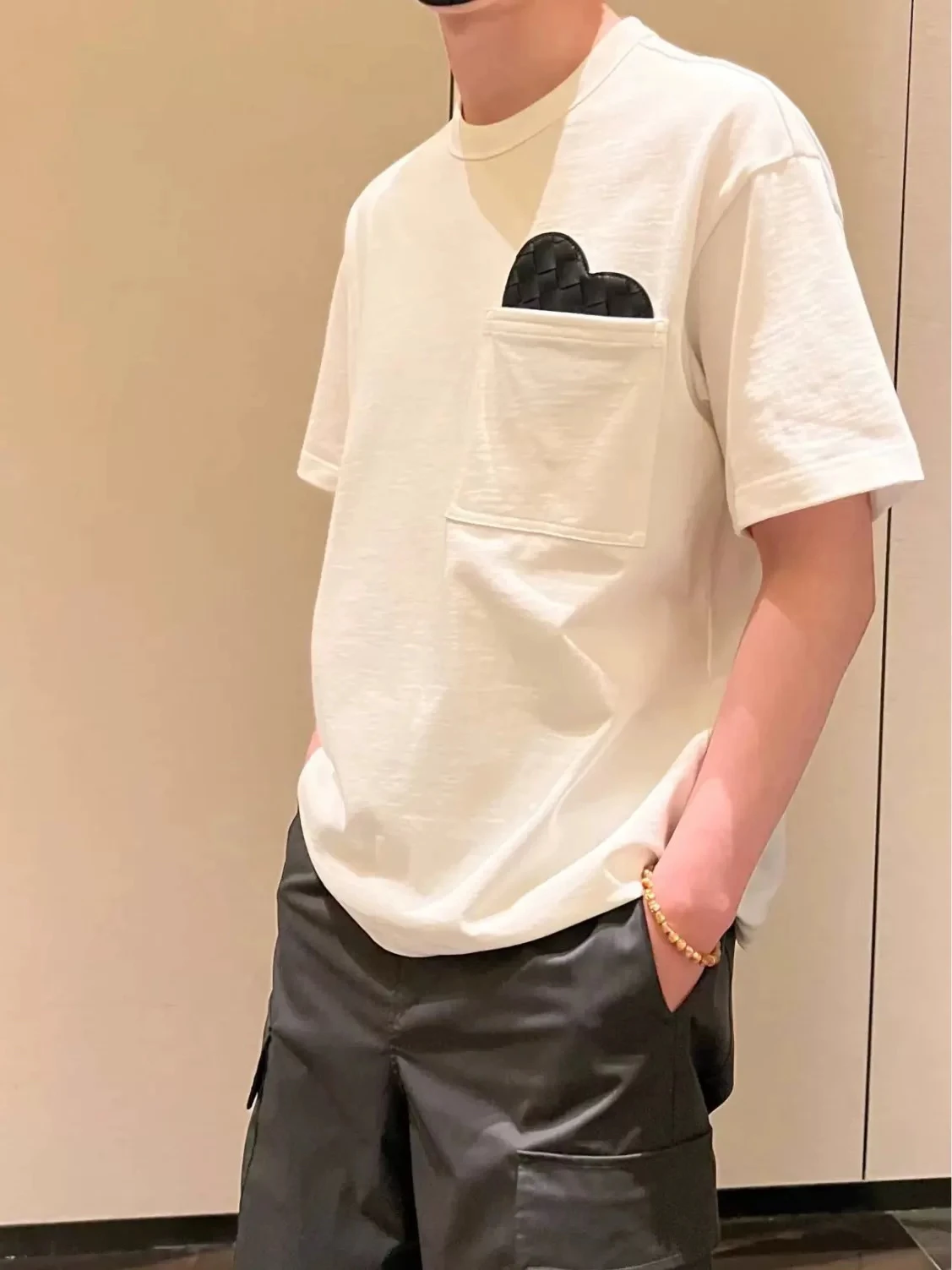 

Sun72bian 25SS Футболка с коротким рукавом из чистого хлопка ручной работы с узором в виде сердца, модный дышащий летний топ