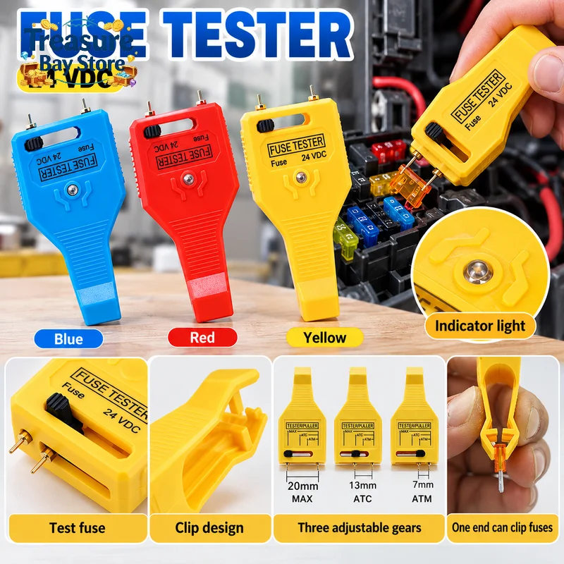Universal Auto Car Fuse Type Tester Checker Puller Kit Removal Tool With Green LED Indicator Light Car Accessories 1PC