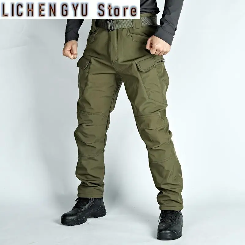 

outdoor assault pants men's soft shell tactical pants fleece warm casual work pants with thick fleece mountaineering pants