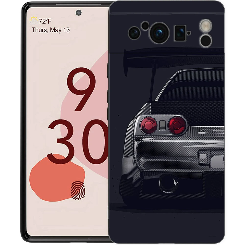 Japan JDM Sports Cars Phone Case For Google Pixel 9 8 7 6 Pro XL 8A 7A 6A TPU Shell Soft Shockproof Black Cover