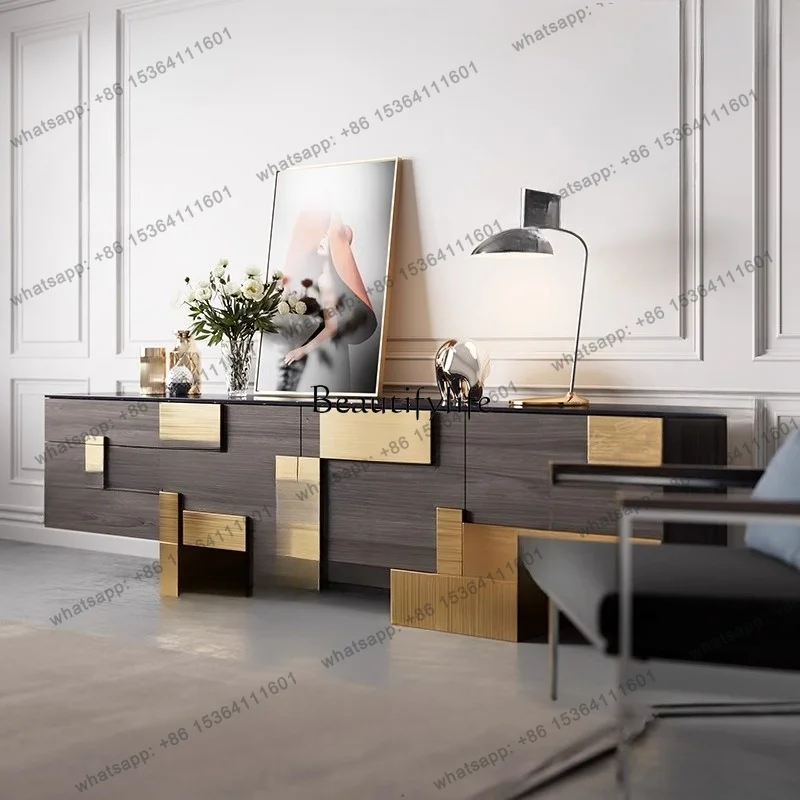 Best Seller Light Luxury Door Cabinet Creative Design Novel Living Room Display Italian TV Cabinet Rock Slab Storage