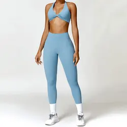 Conjunto de Yoga sin costuras para mujer, ropa de entrenamiento de gimnasio, sujetador de realce, Leggings de cintura alta, ropa deportiva Sexy para Fitness, trajes deportivos, 2 piezas