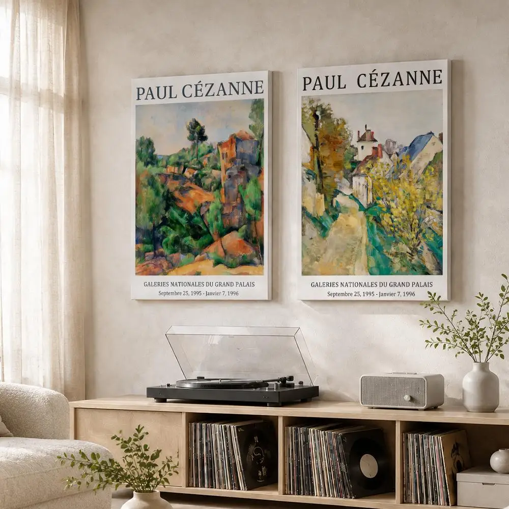 Vintage P-Paul Cezanne Painting Framed Wall Painting Wood Canvas Poster For Living Room Bedroom Hallway Office Home Decor Gift