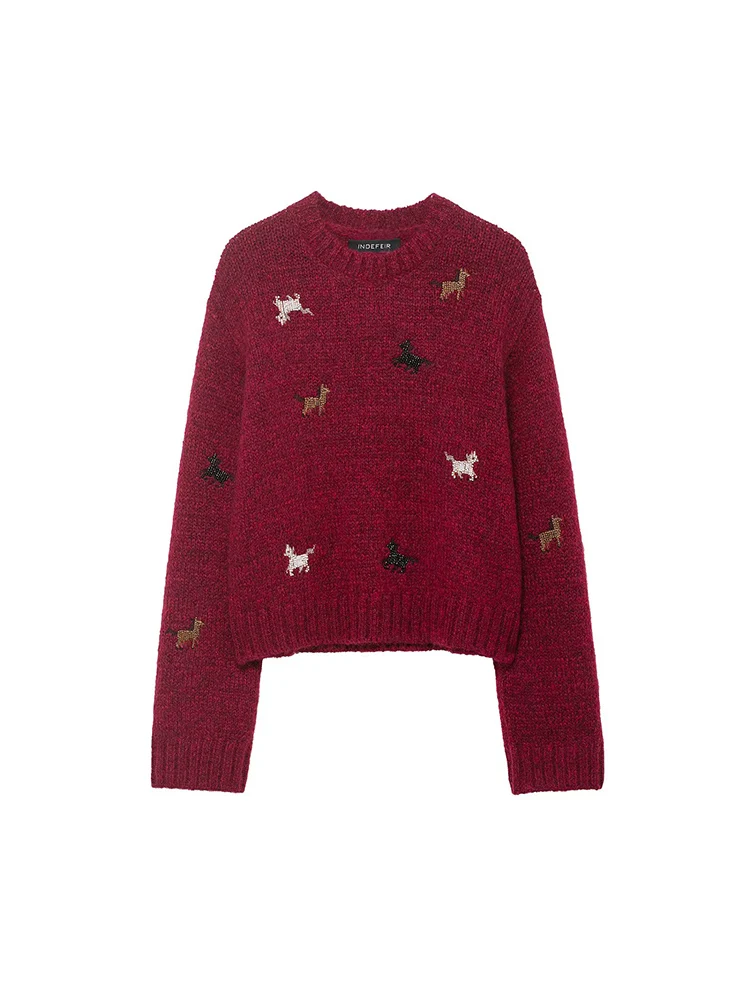 Europese stijl nieuwe collectie damesmode veelzijdige en elegante loszittende dierenriem paard mohair trui gebreide trui.