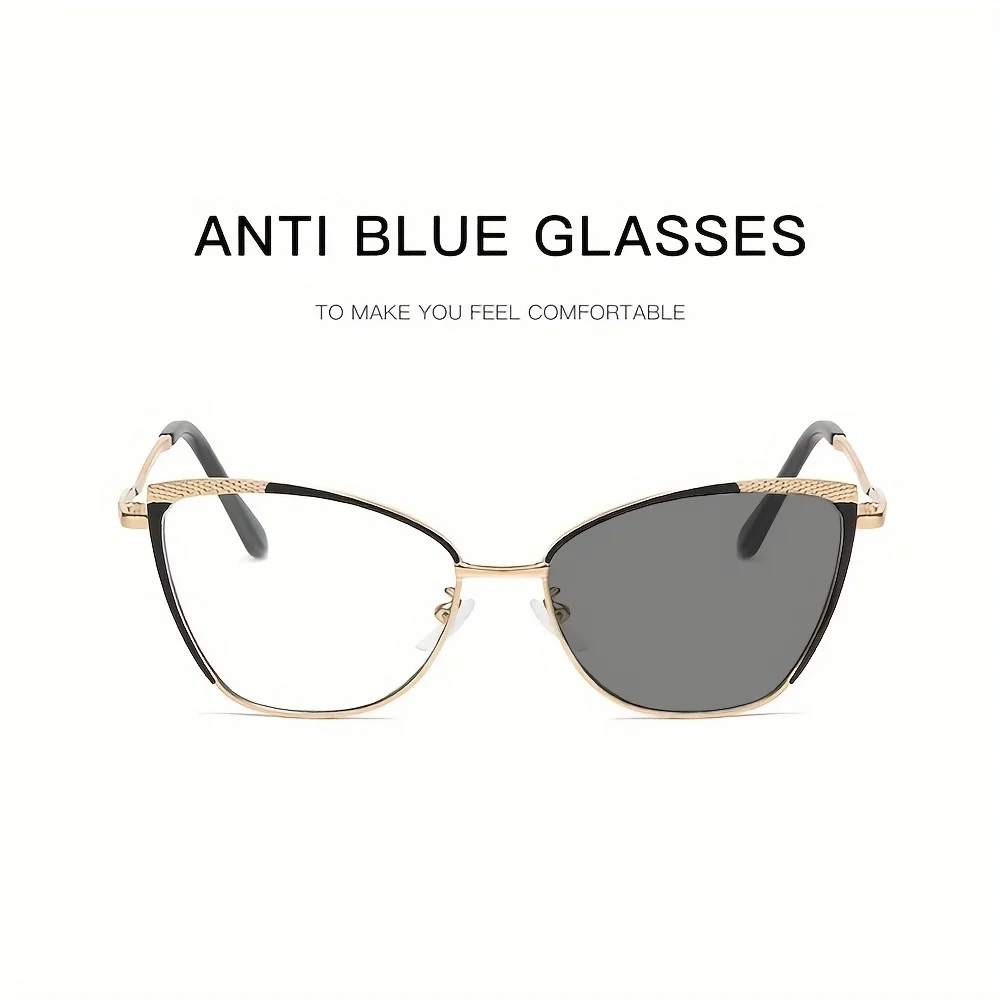 

Blue Light Blocking Glasses Photochromic Unisex Metal Frame For Butterfly Style Fashion Trend Eyewear For Men Women