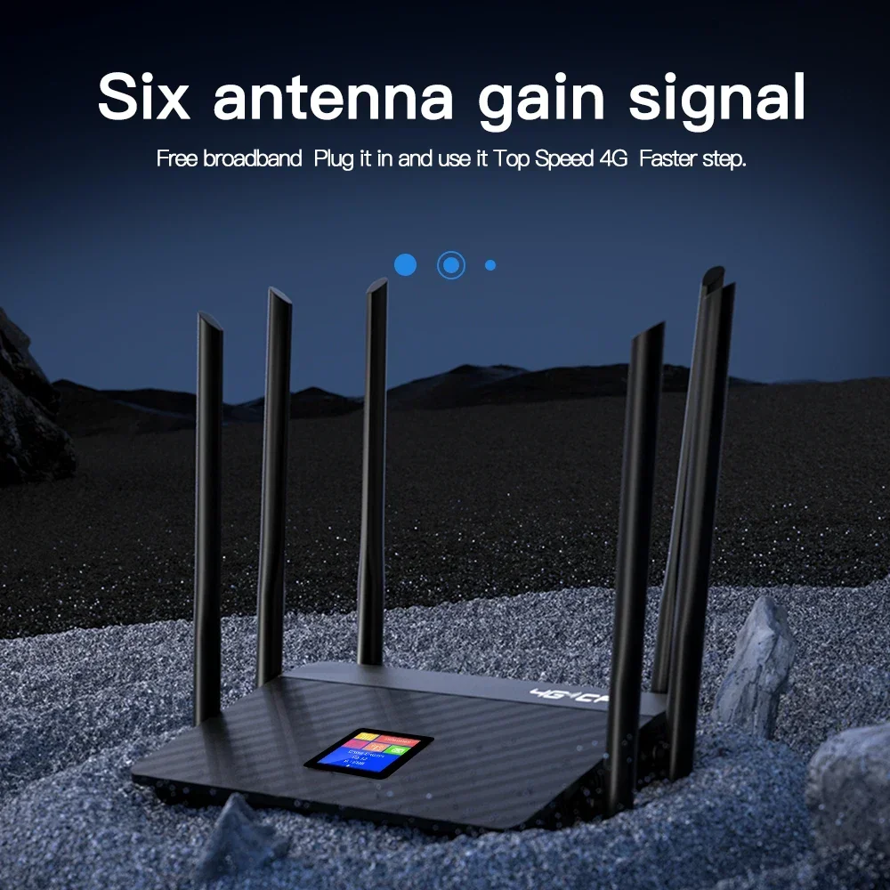 4G LTE Router 150Mbps Wireless WIFI CPE Router High Gain External Antennas with Sim Card Slot RJ45 Port LCD Display