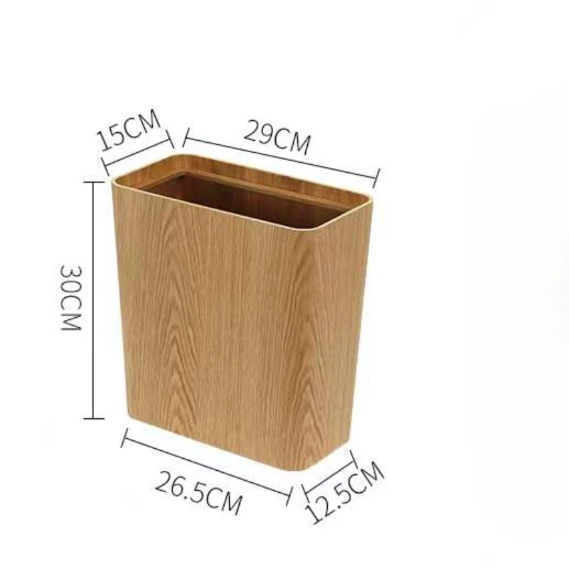 Living Room Wooden Trash Bin Large With Lid Garbage Can Simple Home Rubbish Bin Versatile And Practical Garbage Container