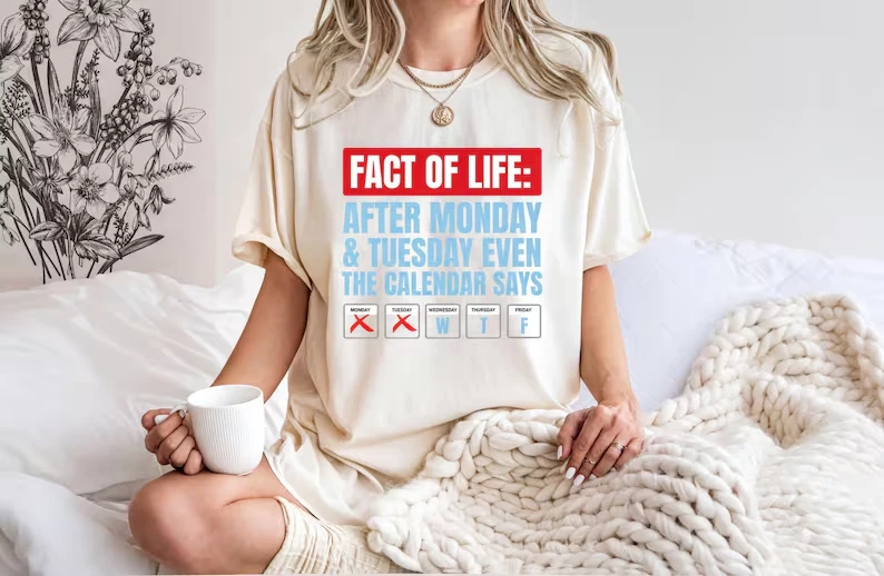 Life Truths WTF T-shirt Funny Work Week Satirical Monday Humor T-shirt Funny Colleague Gift Unisex Streetwear Shirt