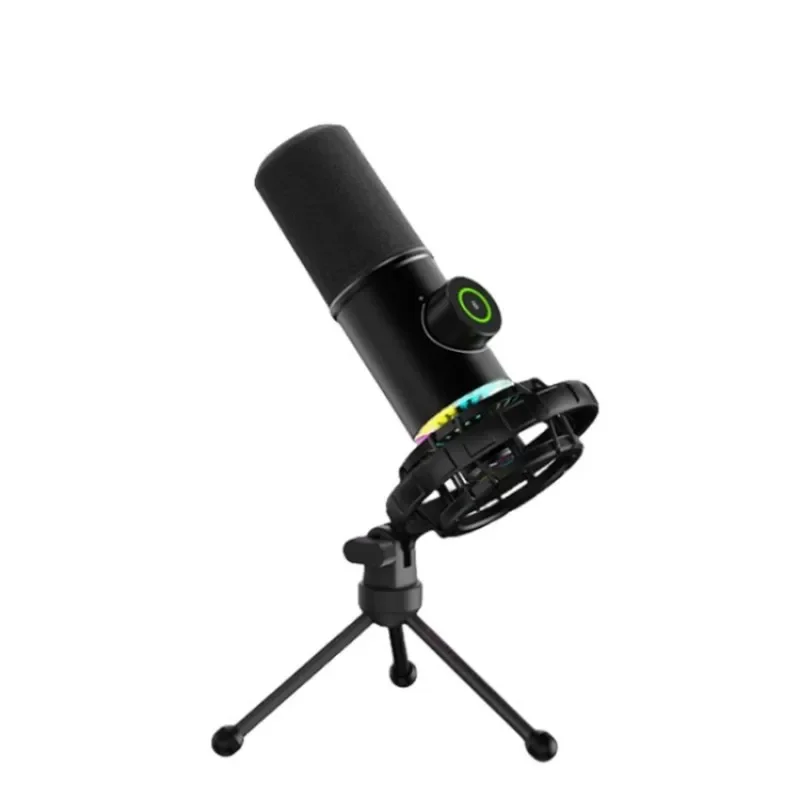 2025 New Moving-coil Noise Reduction RGB Microphone Heart Pointing Computer Desktop Game Voice Live Recording