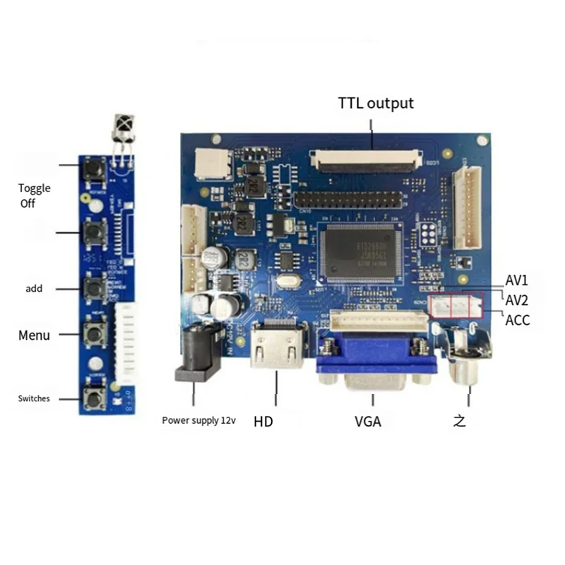 Superior-7 Inch 50Pin HD 1024X600 LCD Display -Compatible Driver Board DIY Chassis Display Kit For Raspberry Pi