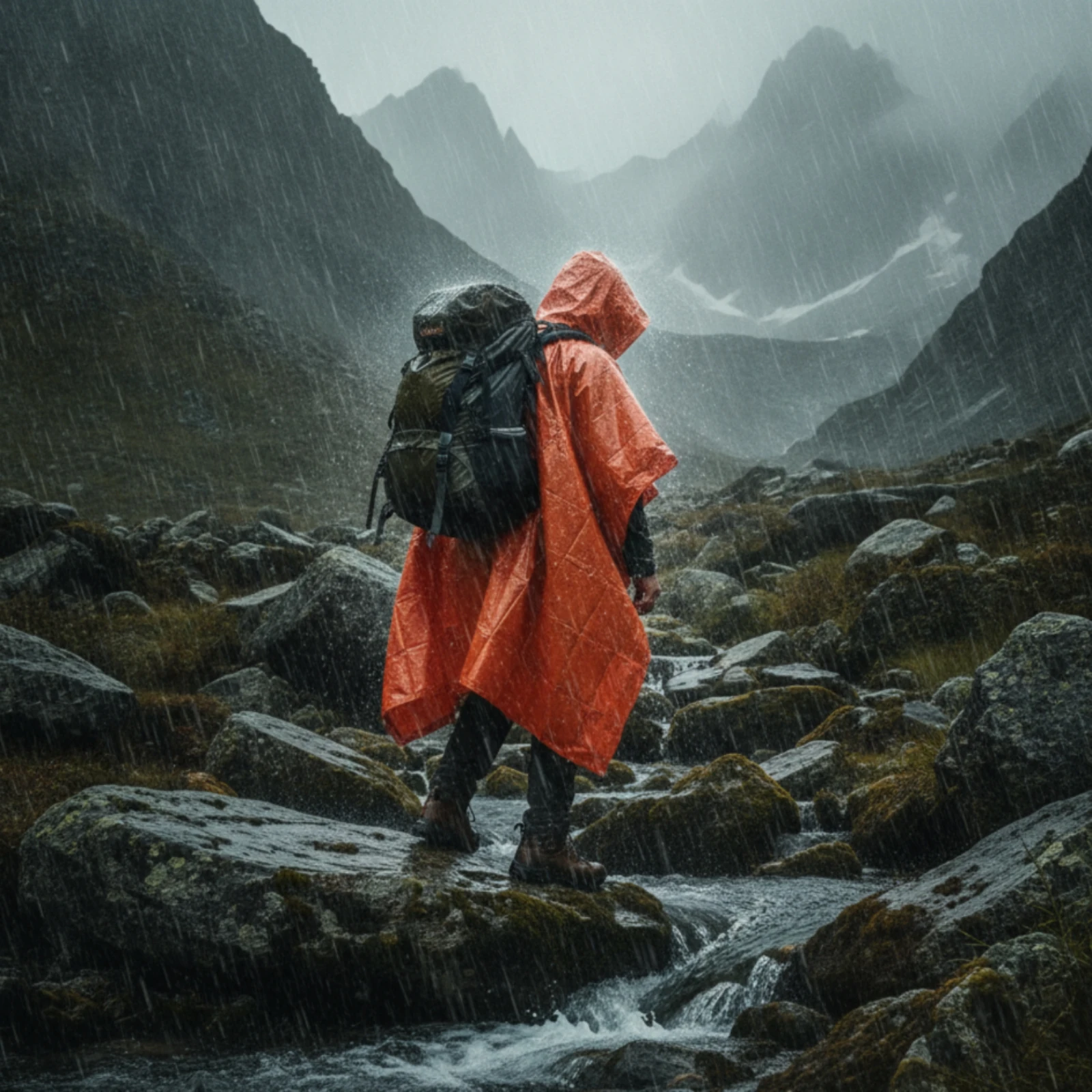 Hooded Rain Poncho Compact Emergency Poncho Raincoat Thickened Rainwear Tear-Resistant for Hikers, Emergencies, Hiking - view 3