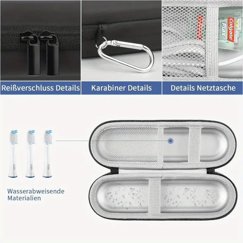Shockproof & Waterproof Electric Toothbrush Travel Case - Large Capacity, EVA Protective Organizer for Brushes, Heads, Charger &