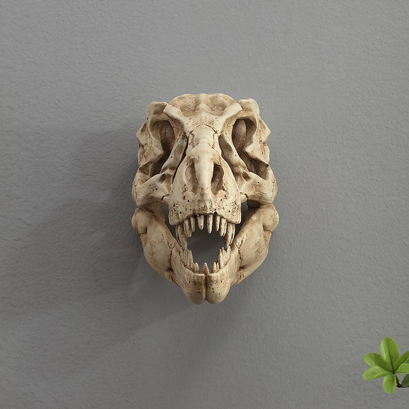 جمجمة ديناصور رئيس الجدار الشنق ، شخصية غرفة المعيشة بار الرجعية ديكور الجدار الديكور ، الظلام نمط ديناصور الأحفوري قلادة المنزل الإبداعية ، لمسة نهائية الفضاء العصرية #5