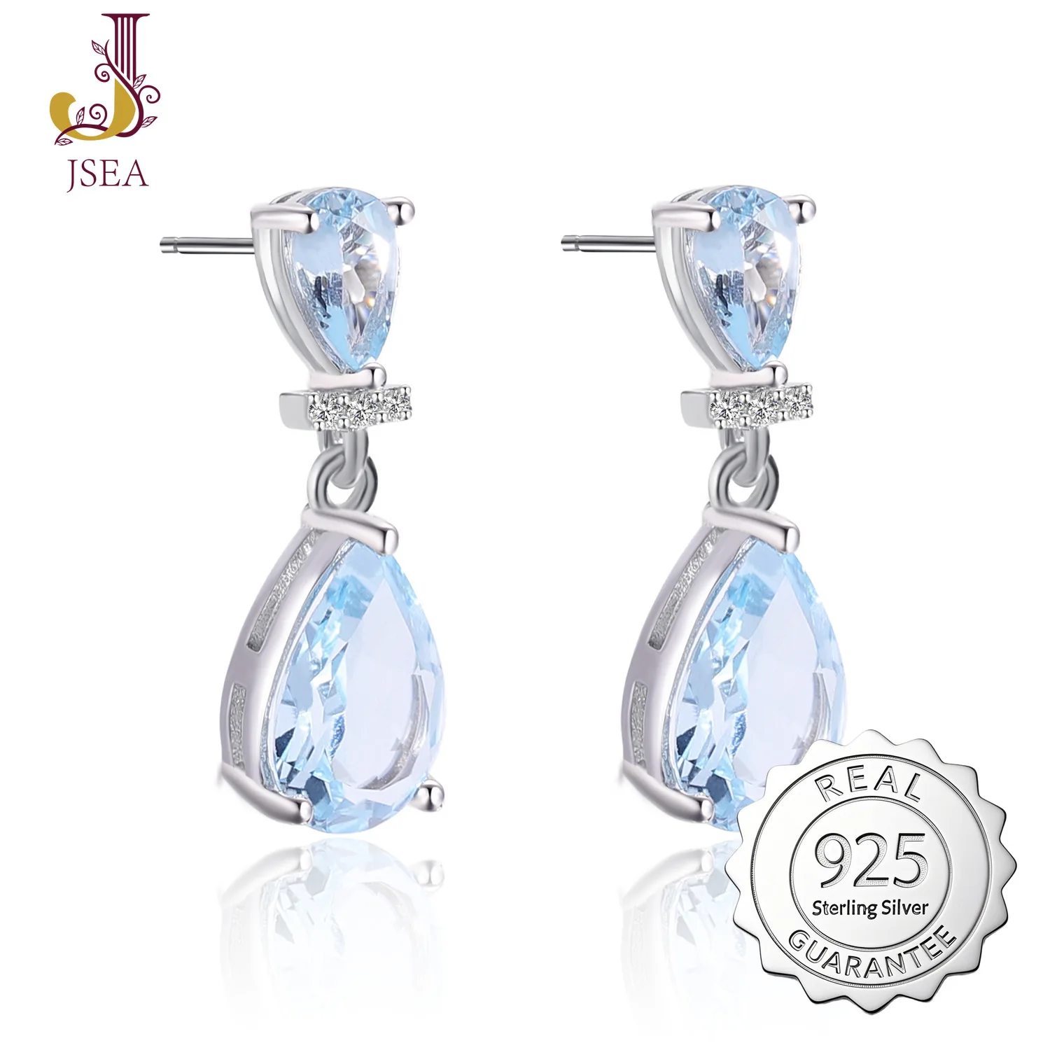 

Natural Sky Blue Topaz Pendant Necklace & Earrings Set - 925 Sterling Silver Jewelry - Elegant Accessories
