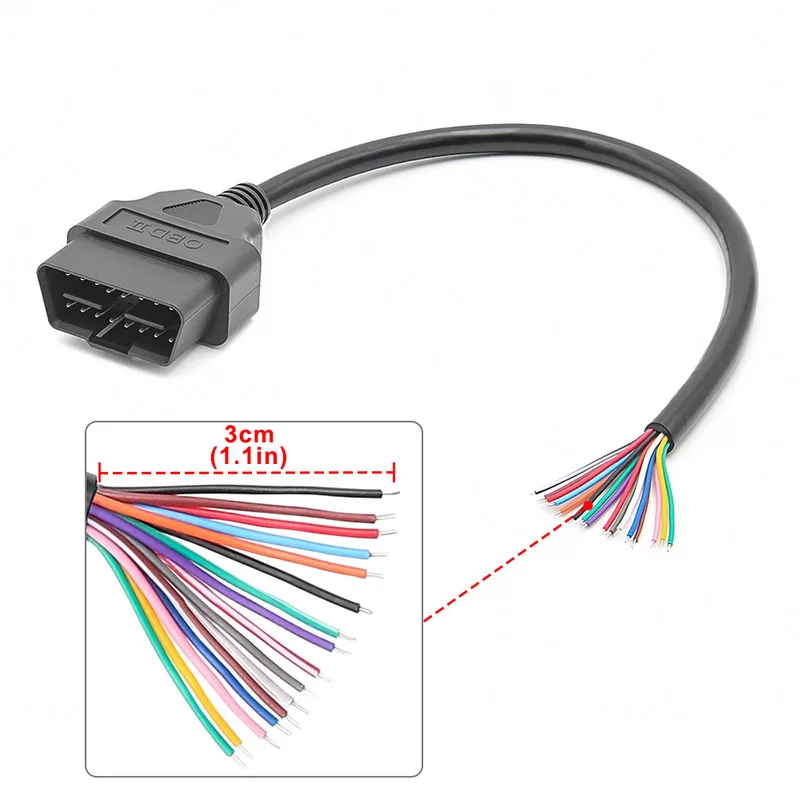 

30cm OBD2 16-Pin Male to DIY Extension Cable - Diagnostic Connector Adapter Car Diagnostic Tools Auto Parts Accessaries