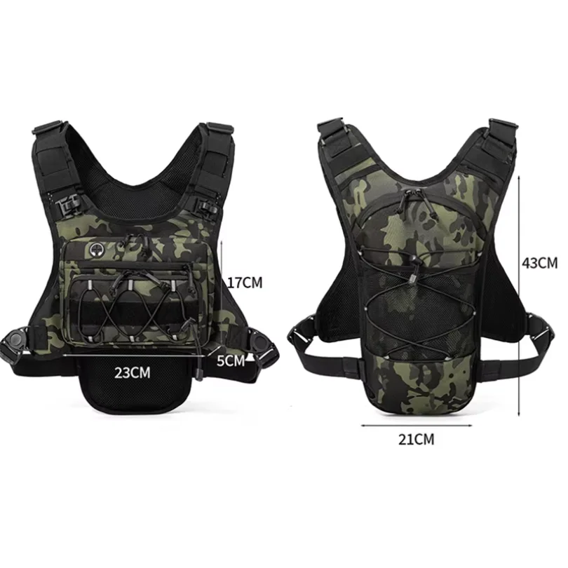 Men's Tactical Bag Front Chest Rig Vest Backpack Reflective Hydration Fanny Pack for Camping Hunting Running Cycling Travel