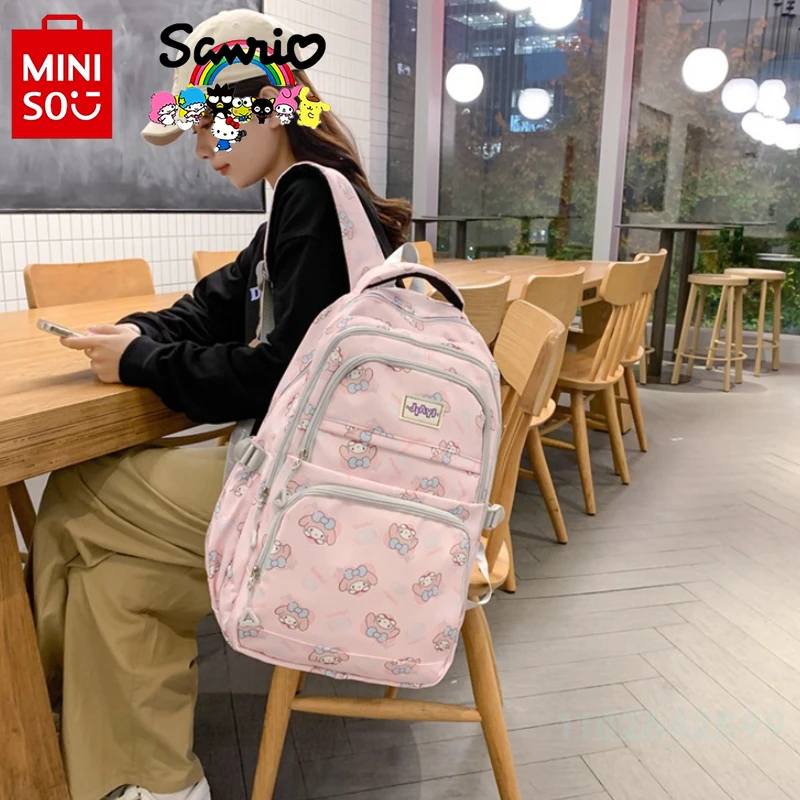 Imagem -06 - Miniso Sanrio Mochila Feminina de Nylon para Estudante Bolsa de Viagem de Grande Capacidade Bolsa Casual Cartoon de Alta Qualidade Nova Moda