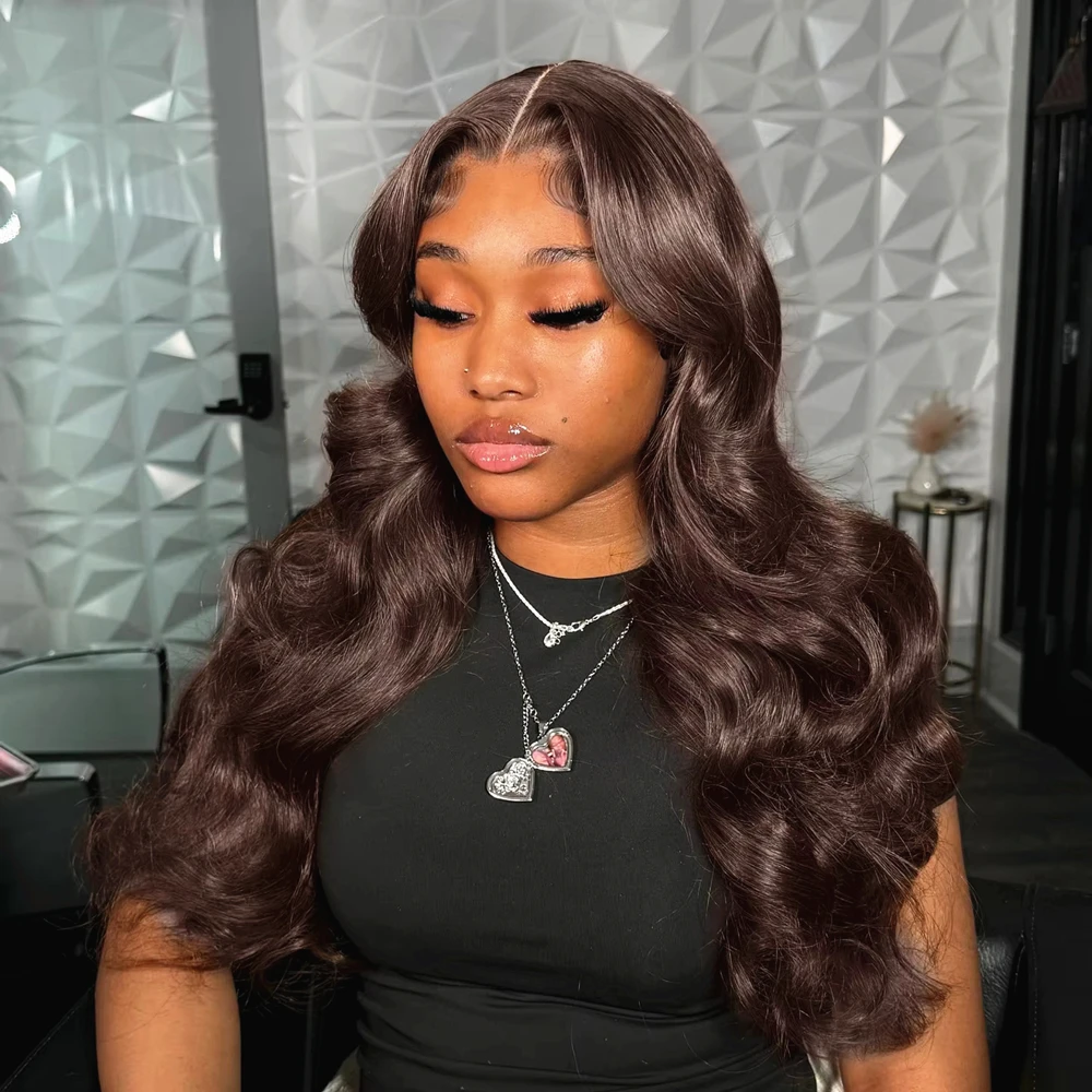 Chocolate Brown Lace Front Wig 100% Human Hair Brazilian Brown 13x4 13x6 Hd Transparent Lace Frontal Wigs For Women Pre Plucked